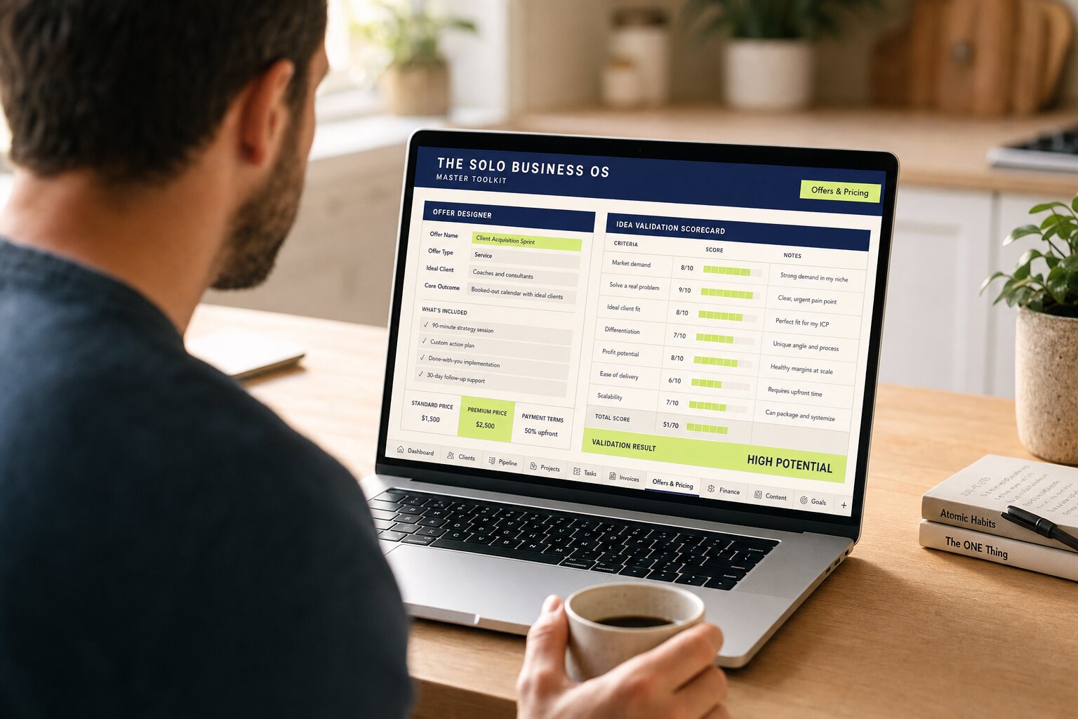 The Master Toolkit on a laptop, open to the Offers & Pricing tab